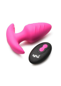 Bang! Rotating Vibrating Rechargeable Silicone Butt Plug with Remote Control - Pink