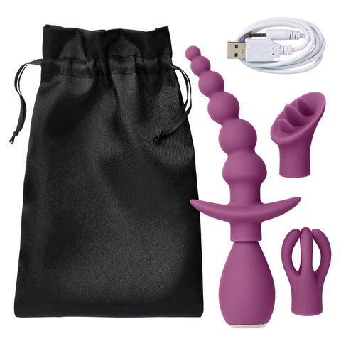 Cloud 9 Health & Wellness Anal Clitoral & Nipple Massager Kit Plum