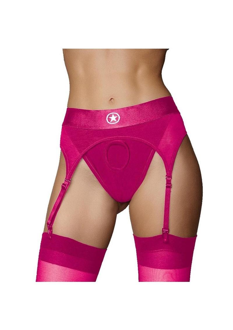 Ouch! Vibrating Strap-On Thong with Rechargeable Bullet - Pink