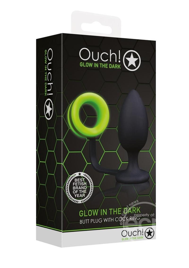 Butt plug with cock ring glow in the dark